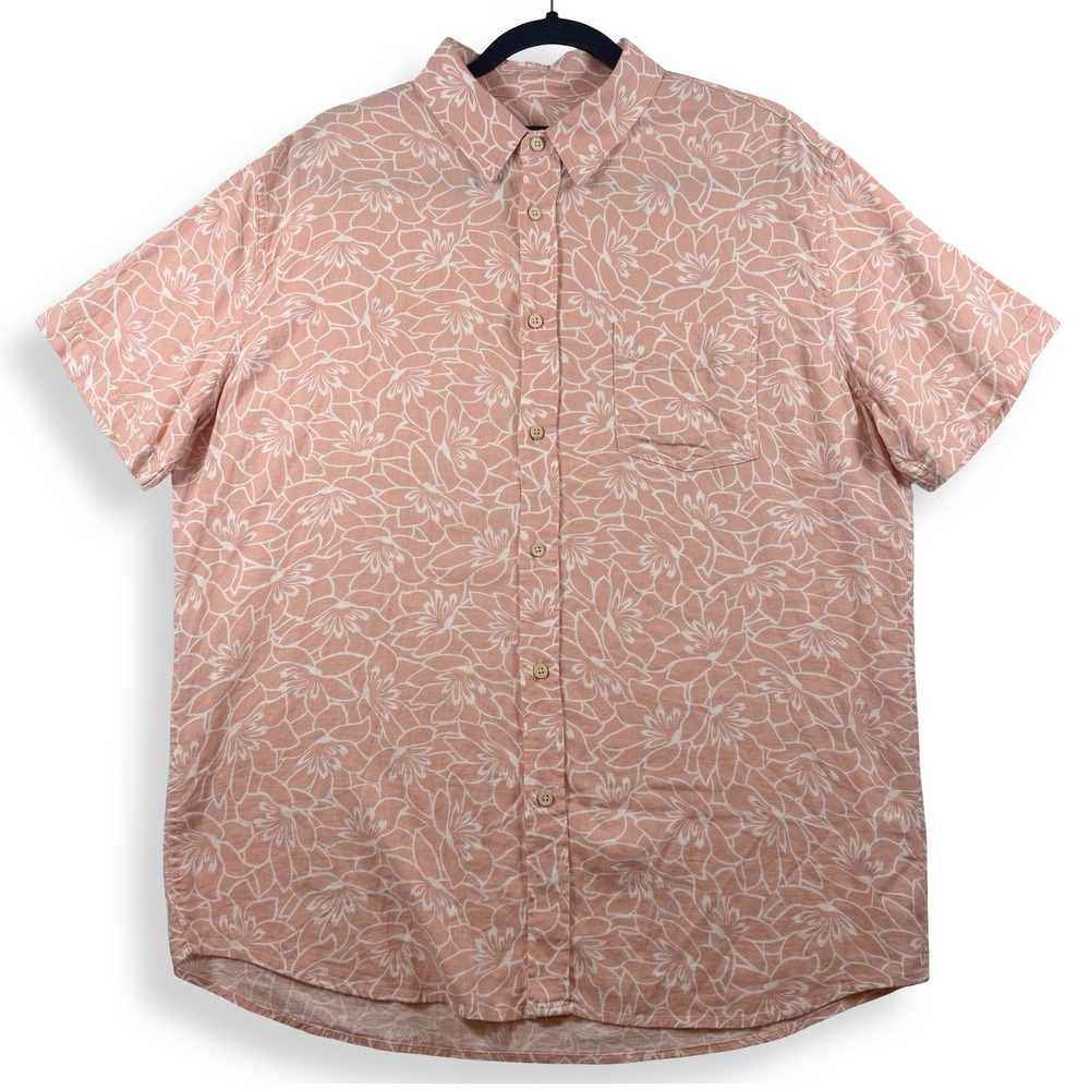 Rails Carson Serenity Dusty Rose Floral Linen Blend Button Down Shirt Men's L